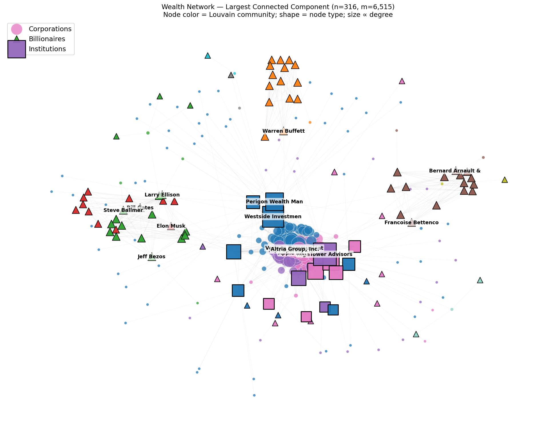 Wealth network with Louvain communities